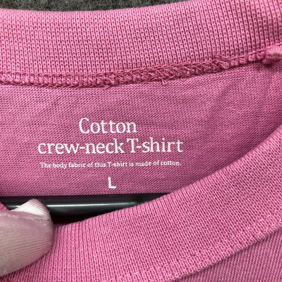 GU (Uniqlo) Cotton Crewneck T Shirt Mens L Pink Short Sleeve Solid - Picture 5 of 8